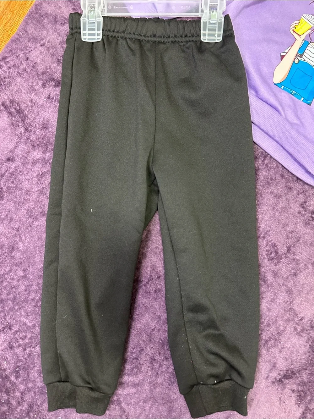 SHEIN Lilac Hoodie and Black Jogger Kids Matching Set
